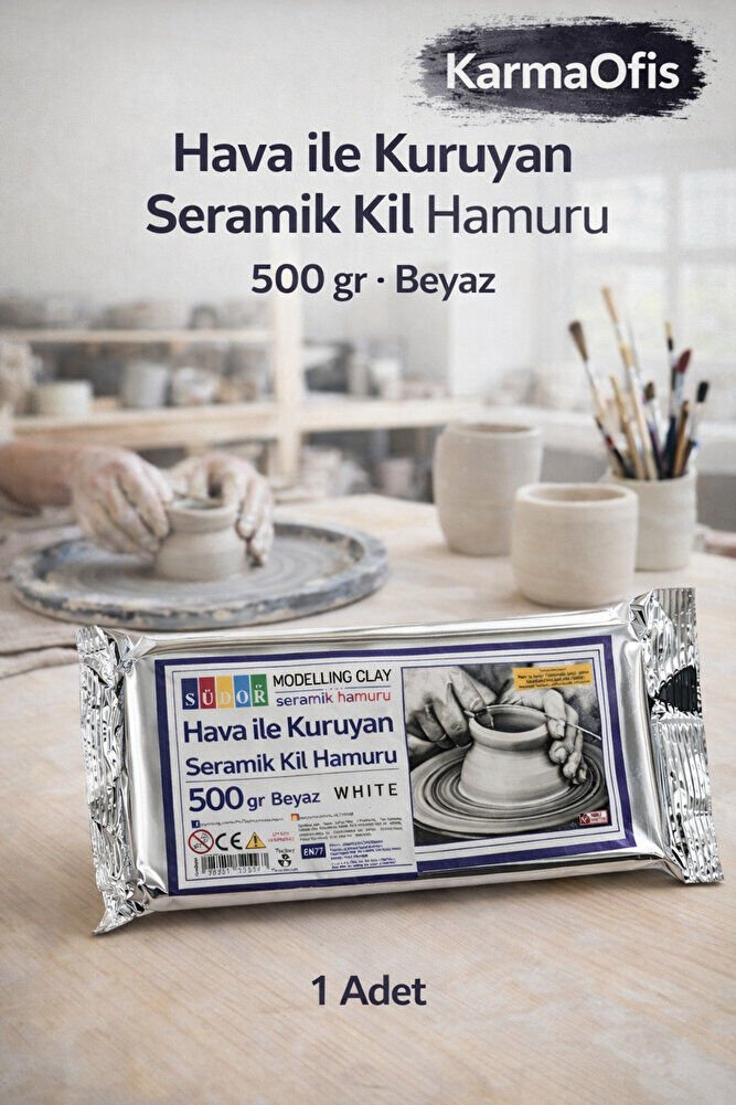 Hava ile Kuruyan Seramik Kil Hamuru 500 gr Beyaz – 1 Adet