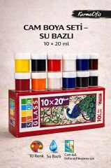 Cam Boya Seti Su Bazlı 10×20 ml | 10 Renk Dekoratif Cam Boyası