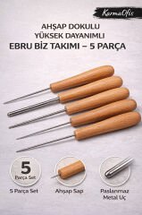 Ahşap Dokulu Ebru Biz Takımı 5 Parça | Yüksek Dayanımlı, Paslanmaz Uç