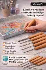 Ahşap Dokulu Ebru Biz Takımı 5 Parça | Yüksek Dayanımlı, Paslanmaz Uç