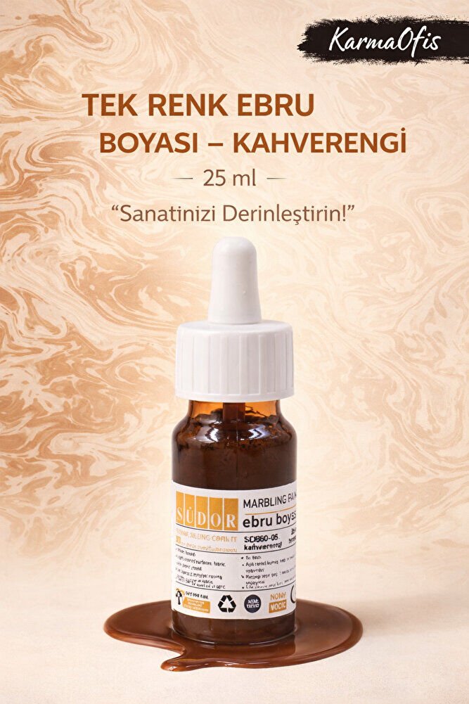 Kahverengi Renk Ebru Boyası 25 ml | Yoğun Pigment, Su Bazlı