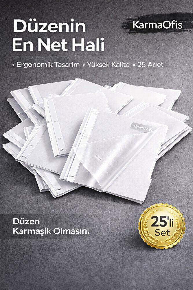 Beyaz A4 Telli Dosya 25’li Set – Dayanıklı ve Ergonomik Evrak Dosyası