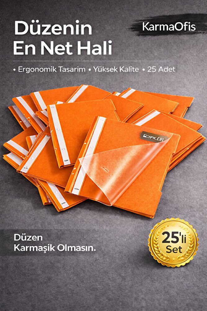 Turuncu A4 Telli Dosya 25’li Set – Dayanıklı ve Ergonomik Evrak Dosyası