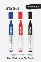 Beyaz Tahta Kalemi 3’lü Set (1 Siyah + 1 Mavi + 1 Kırmızı)