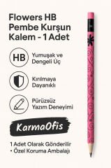 Flowers HB Pembe Kurşun Kalem – 1 Adet | Çiçek Desenli – HB Uç
