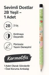Sevimli Dostlar 2B Kurşun Kalem – Çocuklar İçin Desenli Kalem | 1 Adet | Yeşil