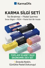10’lu Silgi Seti – Sınav Silgisi + Pastel Silgi + Polimer Silgi • Toz Bırakmaz – Fitalat İçermez