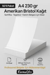 A4 230 gr Amerikan Bristol Sertifika Kağıdı (50’li Paket) – Kalın Belge ve Sertifika Kağıdı