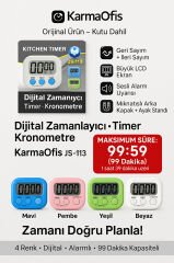 Dijital Kronometre Beyaz • Mavi Tuşlu • 99 Dakika Alarmlı Timer • Büyük LCD