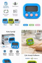 Dijital Kronometre Mavi • Pembe Tuşlu Timer • 99 Dakika Zamanlayıcı Alarm