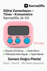 Dijital Kronometre Mavi • Pembe Tuşlu Timer • 99 Dakika Zamanlayıcı Alarm