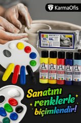 Seramik Kil 500 g + 6×70 ml Akrilik Boya – Modelleme Boyama Seti