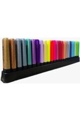 Masaüstü Stantlı 24 Adet Fosforlu Kalem Seti- 6sim-6pastel-6neon-6tropik