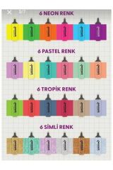 Masaüstü Stantlı 24 Adet Fosforlu Kalem Seti- 6sim-6pastel-6neon-6tropik