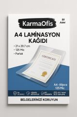 A4 Laminasyon Kağıdı 125 Mic – 50 Adet | Yüksek Şeffaflık