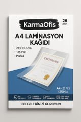 A4 Laminasyon Kağıdı 125 Mic – 25 Adet | Yüksek Şeffaflık