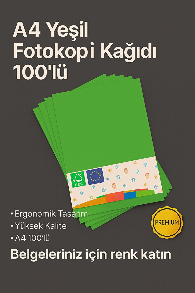 Yeşil Renk A4 Fotokopi Kağıdı 100'lü | Yüksek Kalite