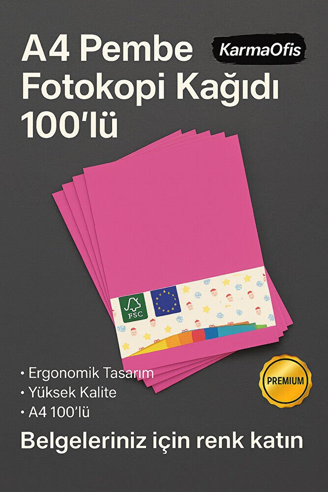 Pembe Renk A4 Fotokopi Kağıdı 100'lü | Yüksek Kalite