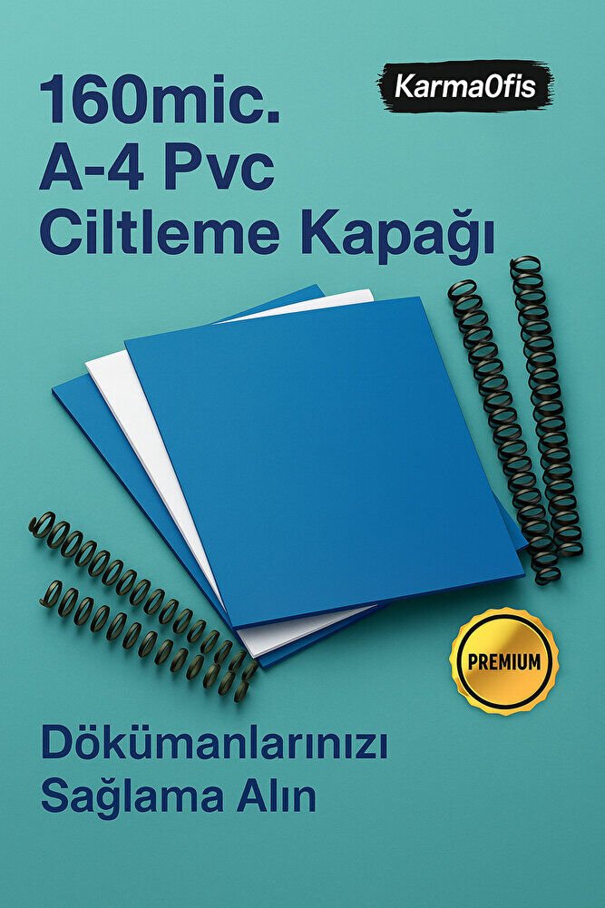 160 Micron A4 Mavi PVC Ciltleme Kapağı – Dayanıklı & Profesyonel Sunum Kapakları