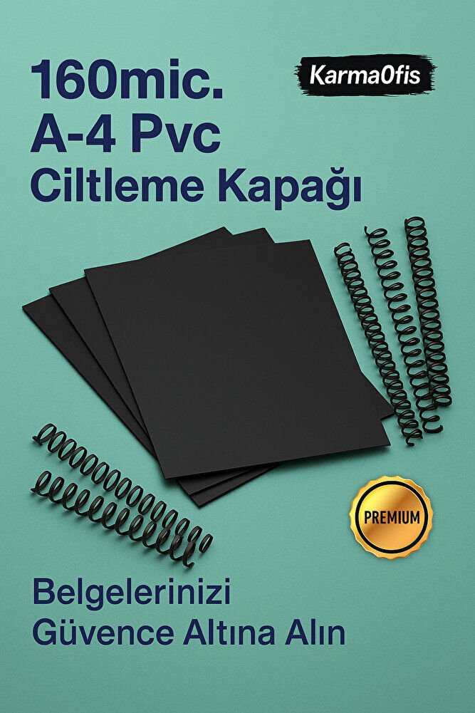 160 Micron A4 Siyah PVC Ciltleme Kapağı – Dayanıklı & Profesyonel Sunum Kapakları