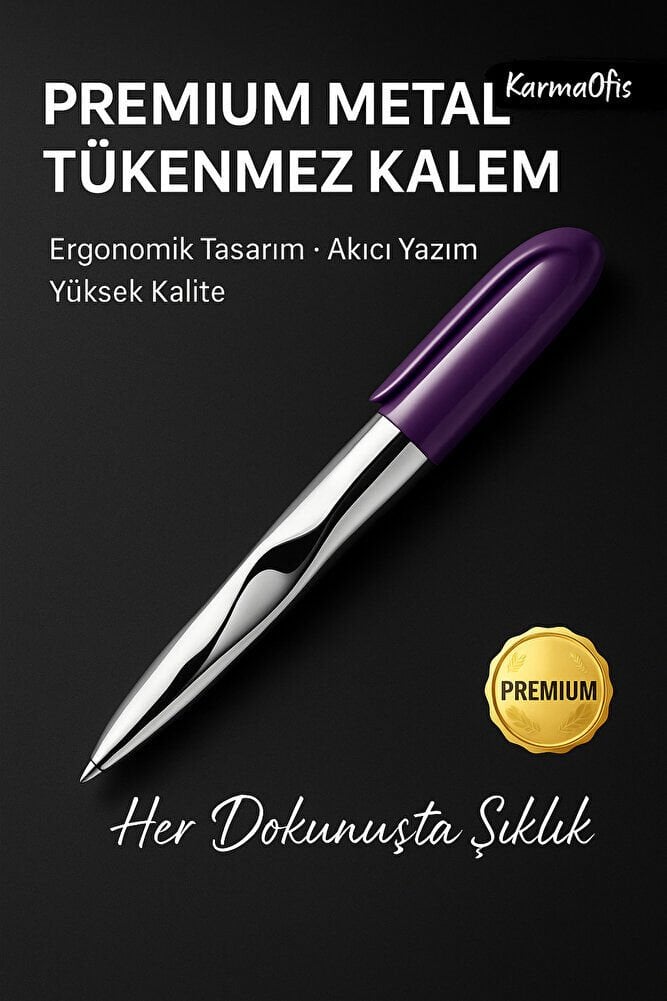 Premium Mor Metal Tükenmez Kalem – Ergonomik Tasarım, Akıcı Yazım, Şık ve Dayanıklı