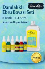 Damlalıklı Ebru Boyası Seti (6 Renk + 1 Lt Kitre)