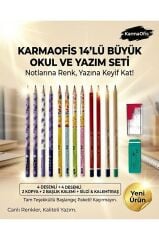 14’lü Yazım Seti (Set 8)– Renkli Kalem Seti, Silgi + Kalemtıraş, Okul & Ofis İçin