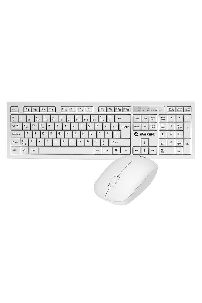 KM-6121 USB Kablosuz Beyaz Slim Standart Q Klavye ve Mouse Set