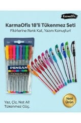 18'li Renkli Tükenmez Kalem Seti