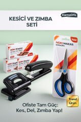 4'lü Ofis Kırtasiye Seti: Zımba, Delgeç, Makas ve 3000 Tel