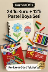 24’lü Kuru Boya + 12’li Pastel Boya Seti | Canlı Renkler, Yumuşak Uçlu