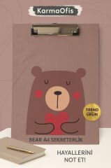 A4 Sekreterlik – Sevimli Ayıcık Desenli | Kapaklı