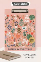 A4 Sekreterlik – Botanik Çiçek ve Yaprak Desenli | Trend Ürün