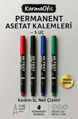 Permanent Asetat Kalemi 4 Renk S Uç – Cam, CD, Metal, Plastik Yazı Kalemi