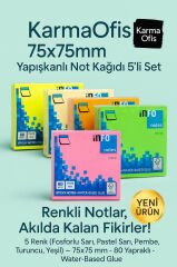 75x75mm Yapışkanlı Not Kağıdı 5’li Set