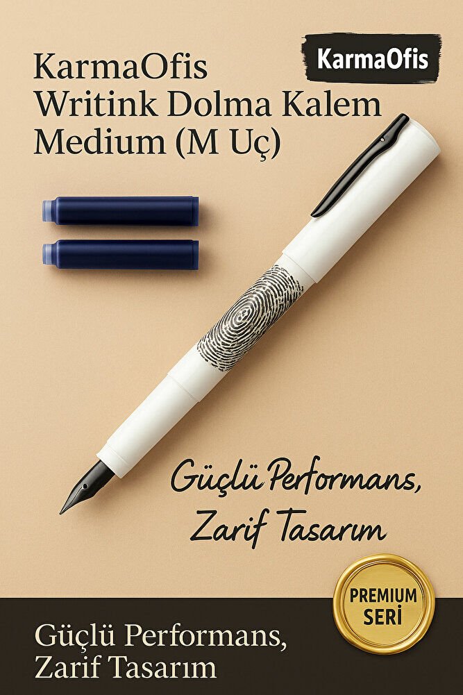 Writink Dolma Kalem Beyaz Medium (M Uç) – Premium Yazı