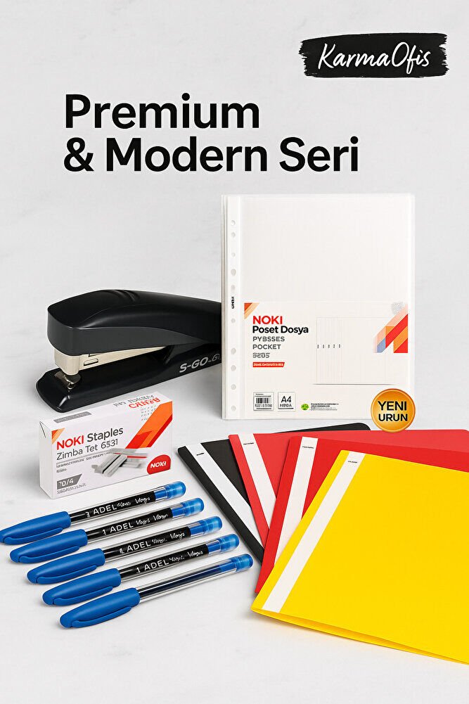 Premium Modern Ofis Seti – Siyah, Kırmızı ve Sarı Renklerde