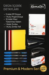 Premium Modern Ofis Seti – Siyah, Kırmızı ve Sarı Renklerde