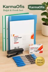 Doğal ve Fresh Ofis Seti – Yeşil Mavi Beyaz Renklerde