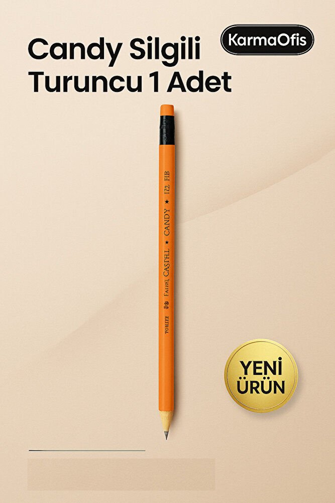 Candy Silgili Kurşun Kalem Turuncu - 1 Adet