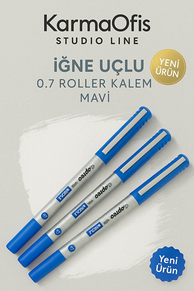 Studio Line İğne Uçlu 0.7 Roller Kalem Mavi - 3 Adet