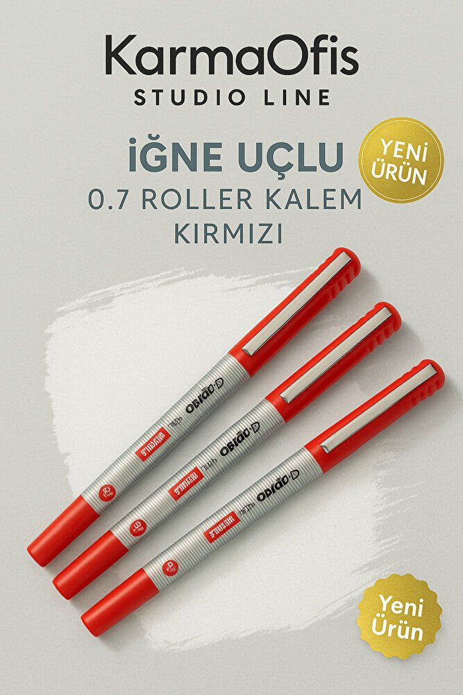 Studio Line İğne Uçlu 0.7 Roller Kalem Kırmızı - 3 Adet