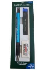 Grip 1347 Mekanik Kurşun Kalem Seti 0.7 Silgi Ve Kalem Ucu Turkuaz Mavisi Renk