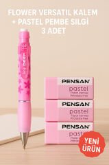 Natural Mavi Versatil Kalem + Pastel Mavi Silgi 3 Adet