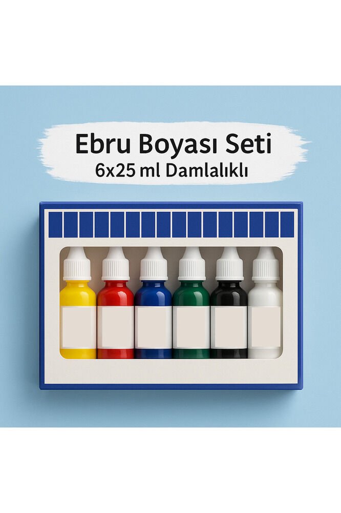 Ebru Boyası Seti 6x25 ml Damlalıklı – 6 Renk