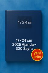 Cilt Bezli Lacivert Ajanda 17×24 cm – 320 Sayfa, Günlük Planlayıcı, Ofis & Okul Kullanımı